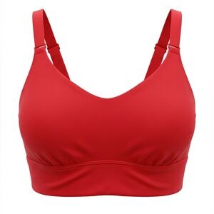 Aerie Red Sports Bra with Wide Straps and V-Neck